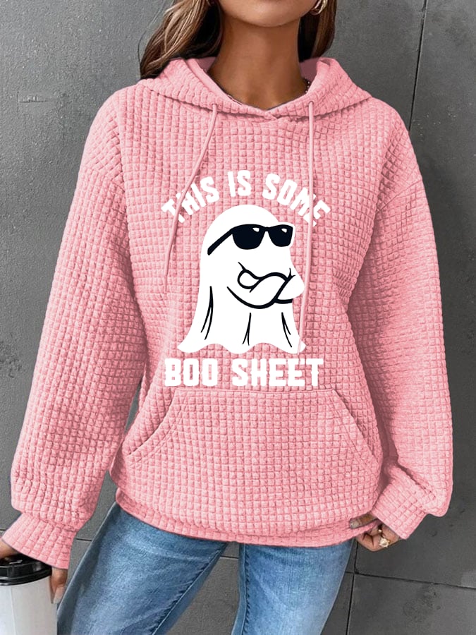 Women's Halloween This Is Some Boo Sheet Waffle Hoodie