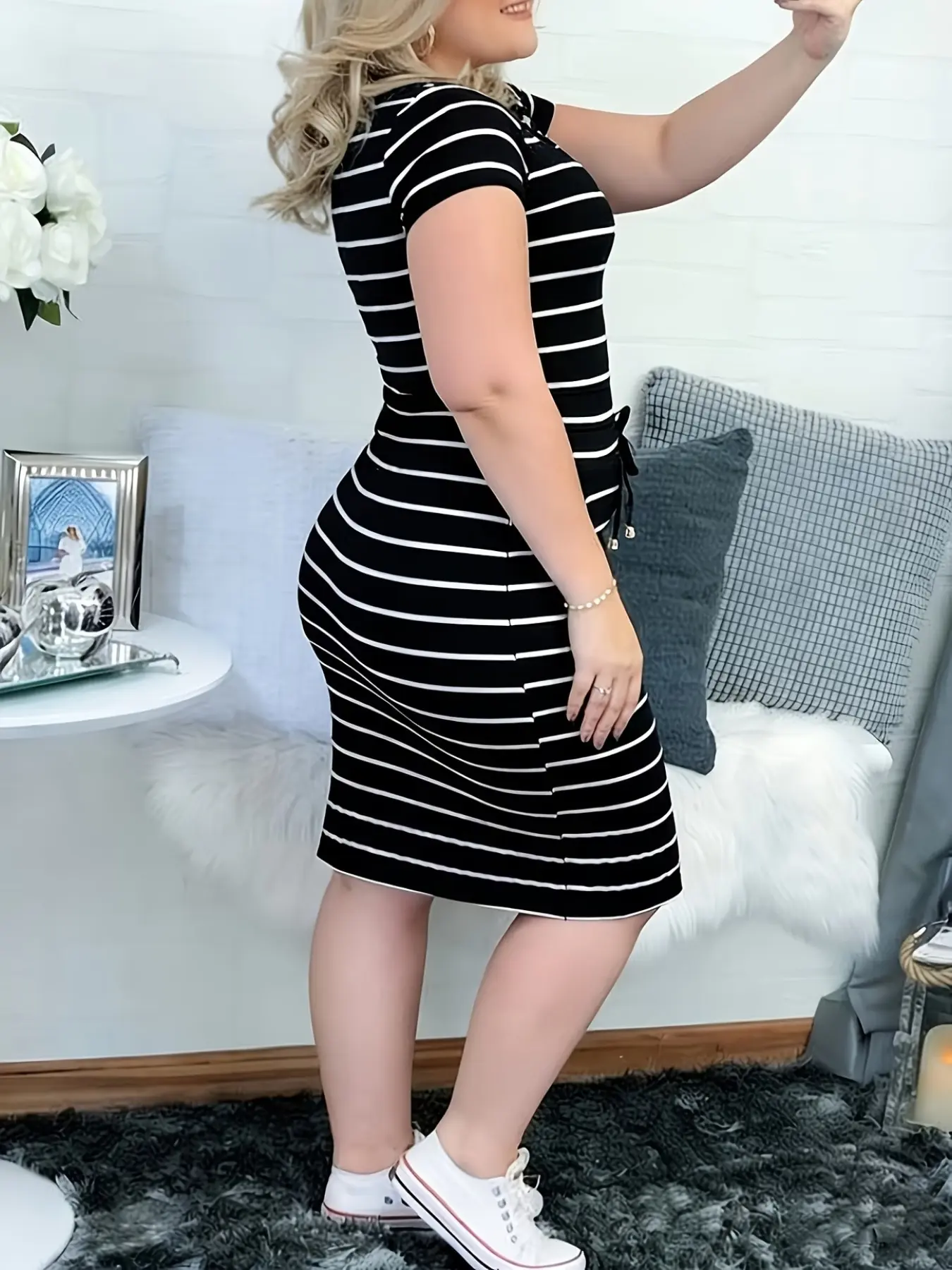 Classic Plaid Bodycon Pocket Dress