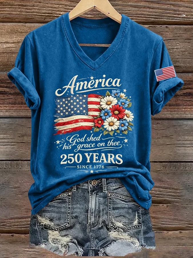 Women's American Flag 250Th Anniversary Print Casual T-shirt