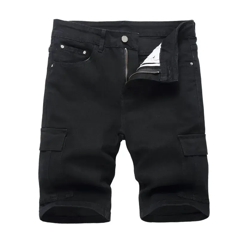 Men's Ripped Denim Shorts, Stretch, Distressed Street Style