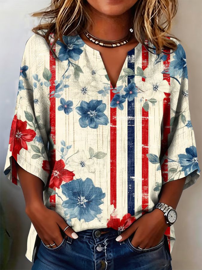 Women'S Casual Floral Printed Top