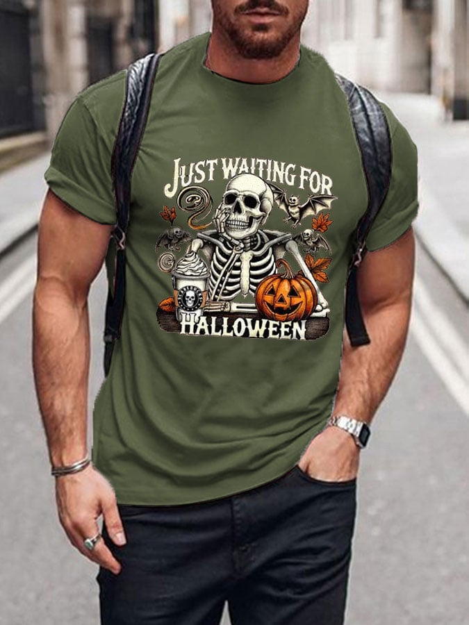 Men's I'm Waiting for Halloween Printed Short Sleeve T-shirt