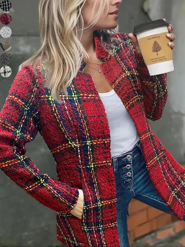 Women's Solid Color Pocket Long Sleeve Open Front Coat