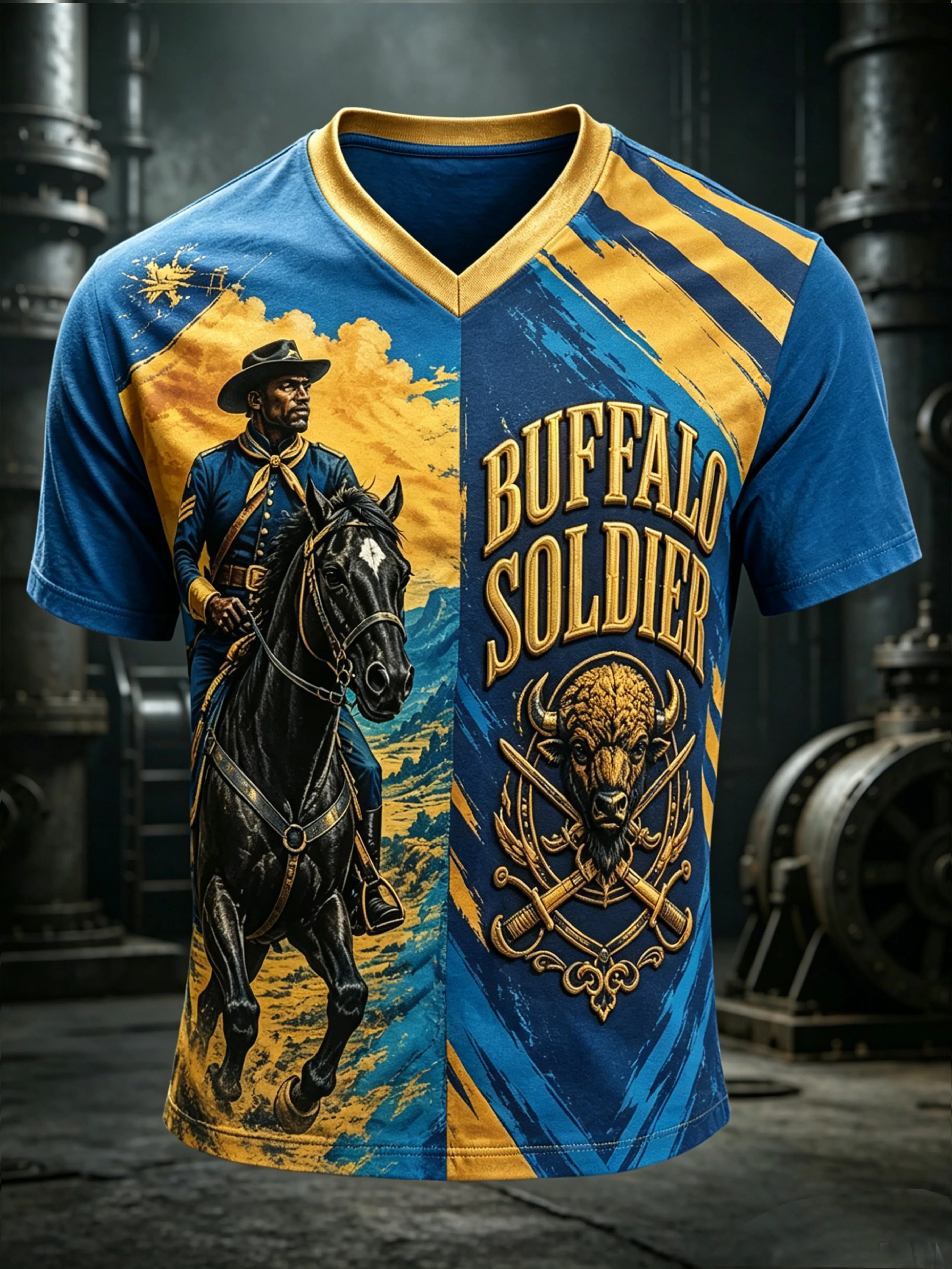 Men's Juneteenth Buffalo Soldier Cycling Art Print Top