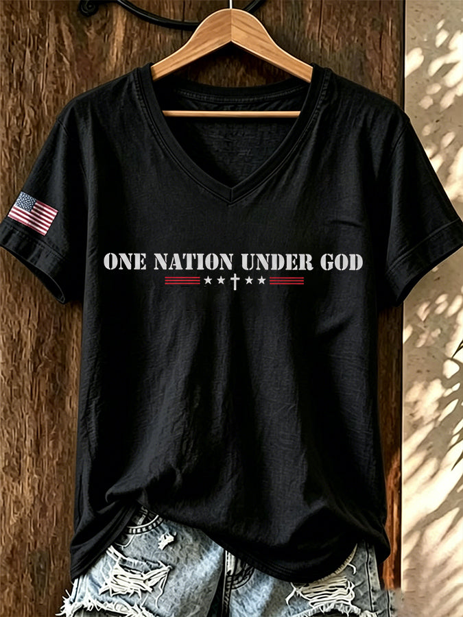 Women's “ONE NATION UNDER GOD” Printed T-shirt