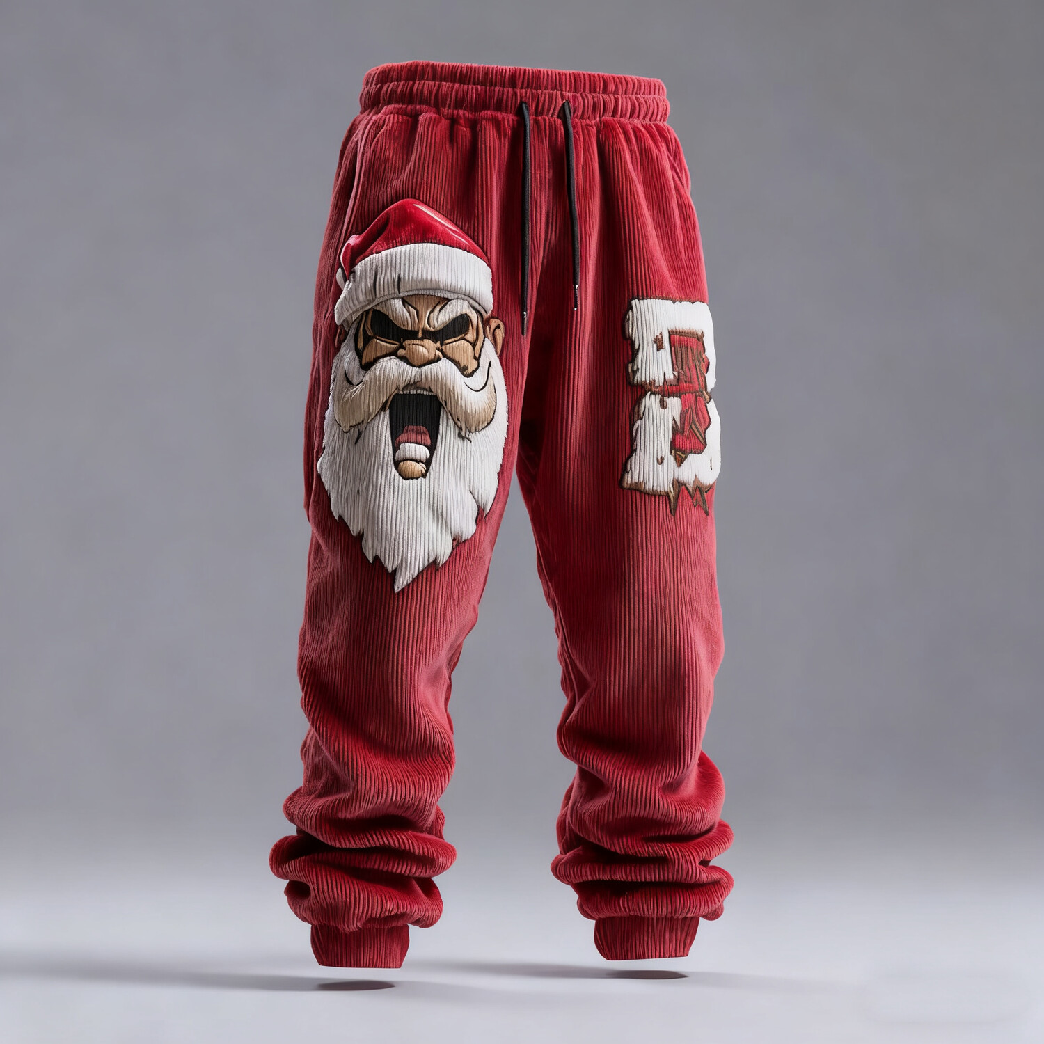 Men's Angry Santa Claus Print Corduroy Jogger Pants