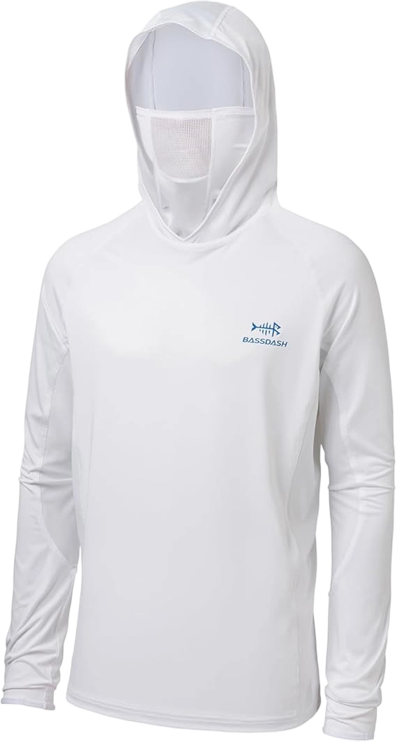 ☀️☀️UPF 50+ Men’s Long Sleeve Fishing Shirt with Mask UV Neck Gaiter Hoodie