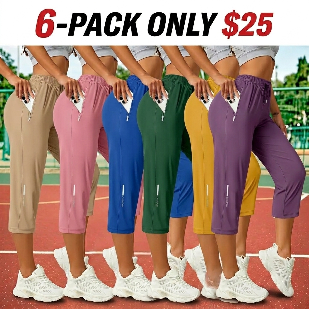 Women's Capris Pants - Loose Fit, Summer Drawstring Waist, Zippered Pockets