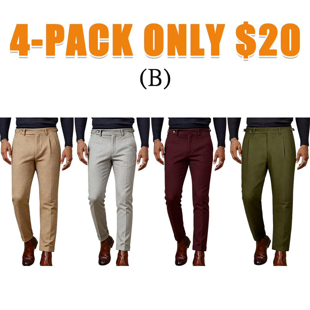 Men's Herringbone Tweed Wool-Blend Dress Pants