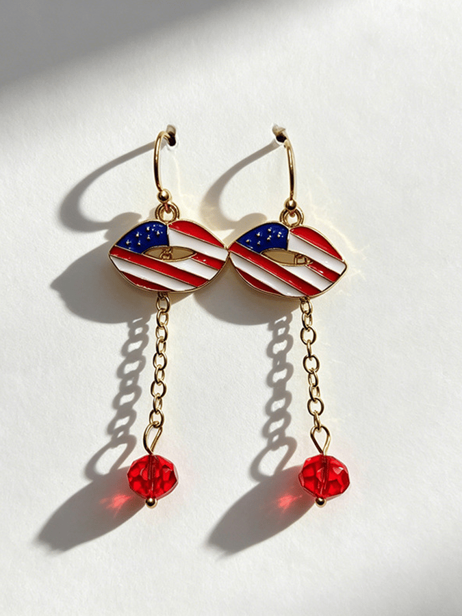 U.S. 250th Anniversary Retro Red, White, And Blue Cross Earrings