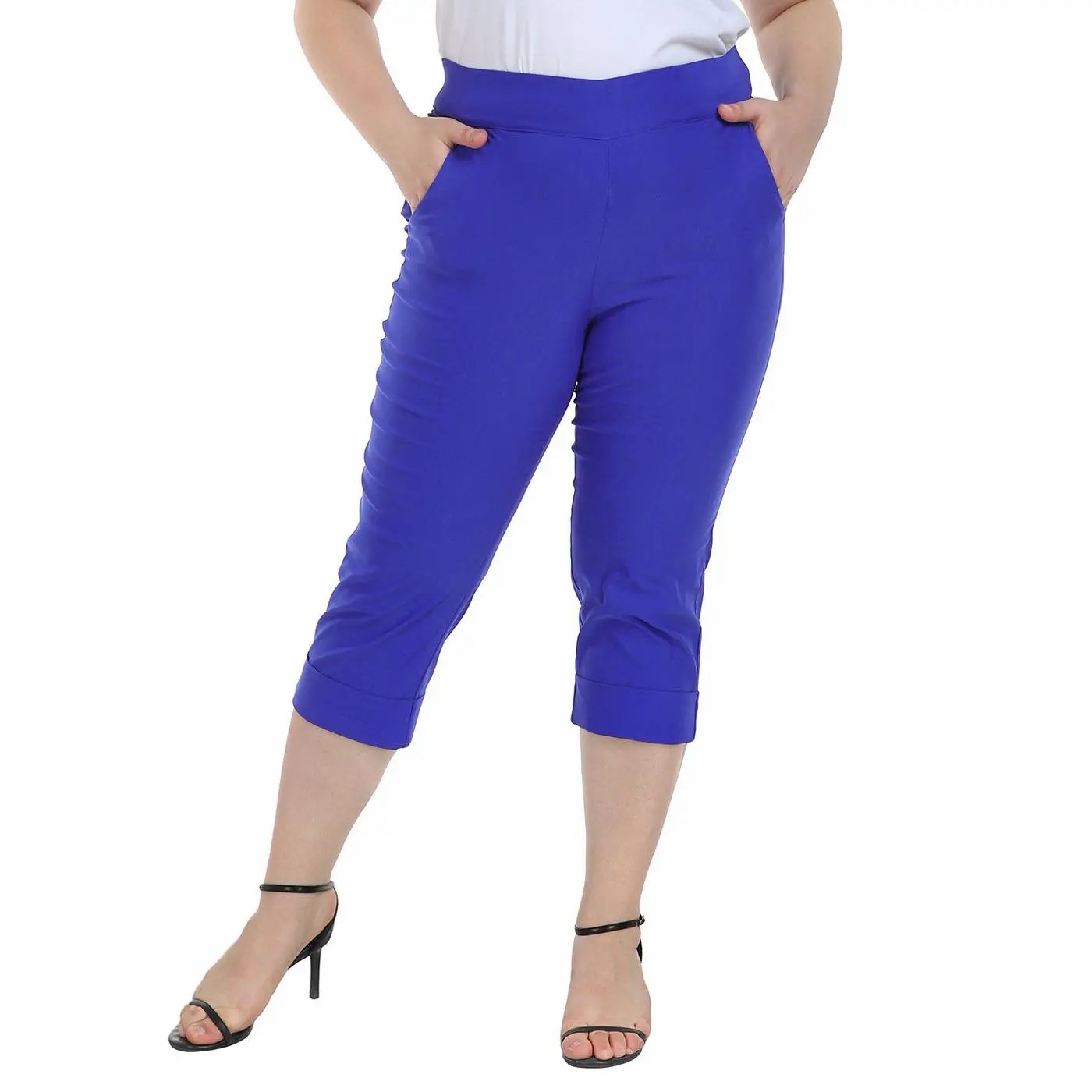 Women’s Plus Size Pull-On Tummy Control Capri Pants – Lightweight Everyday Comfort
