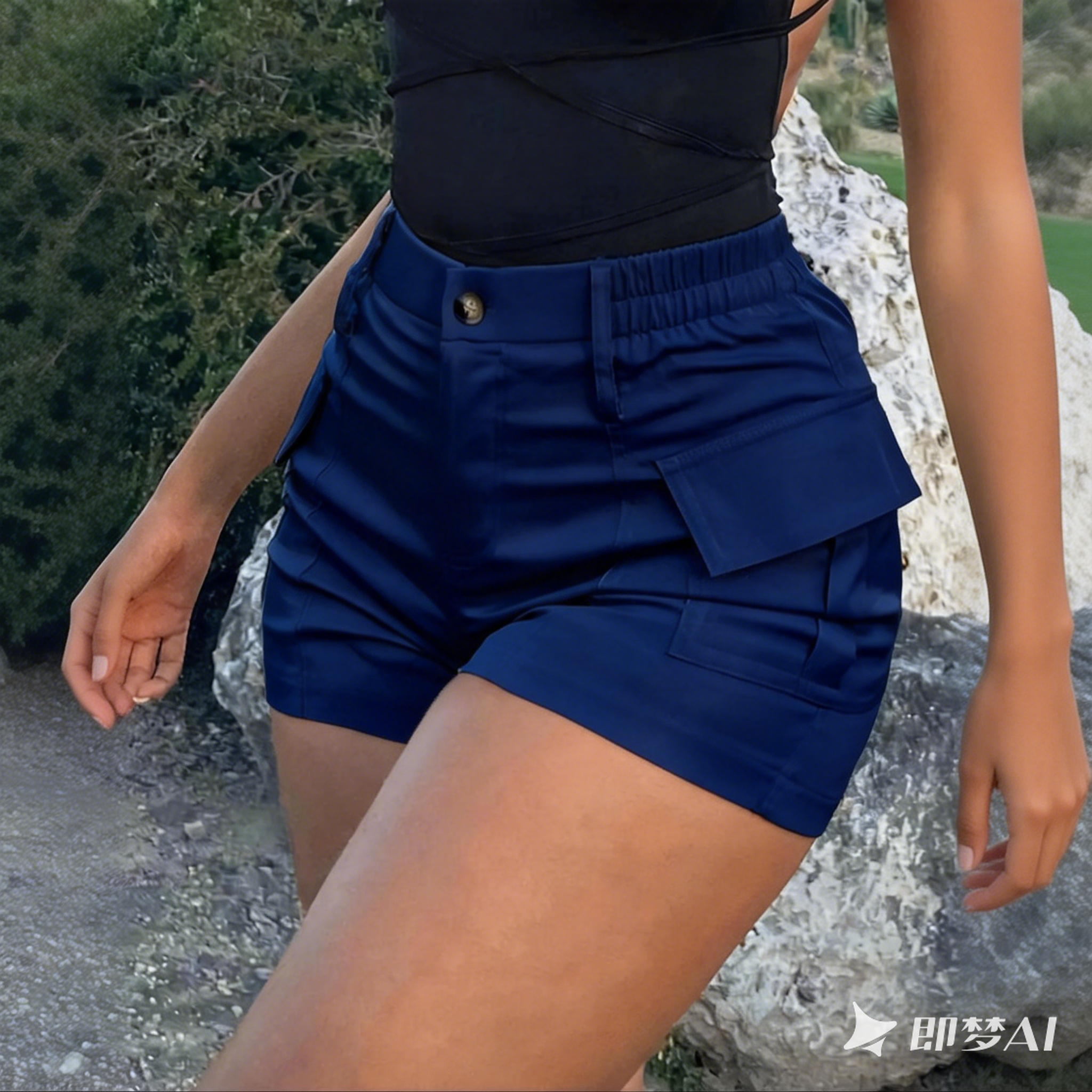 Women's Summer Solid Color Cargo Shorts