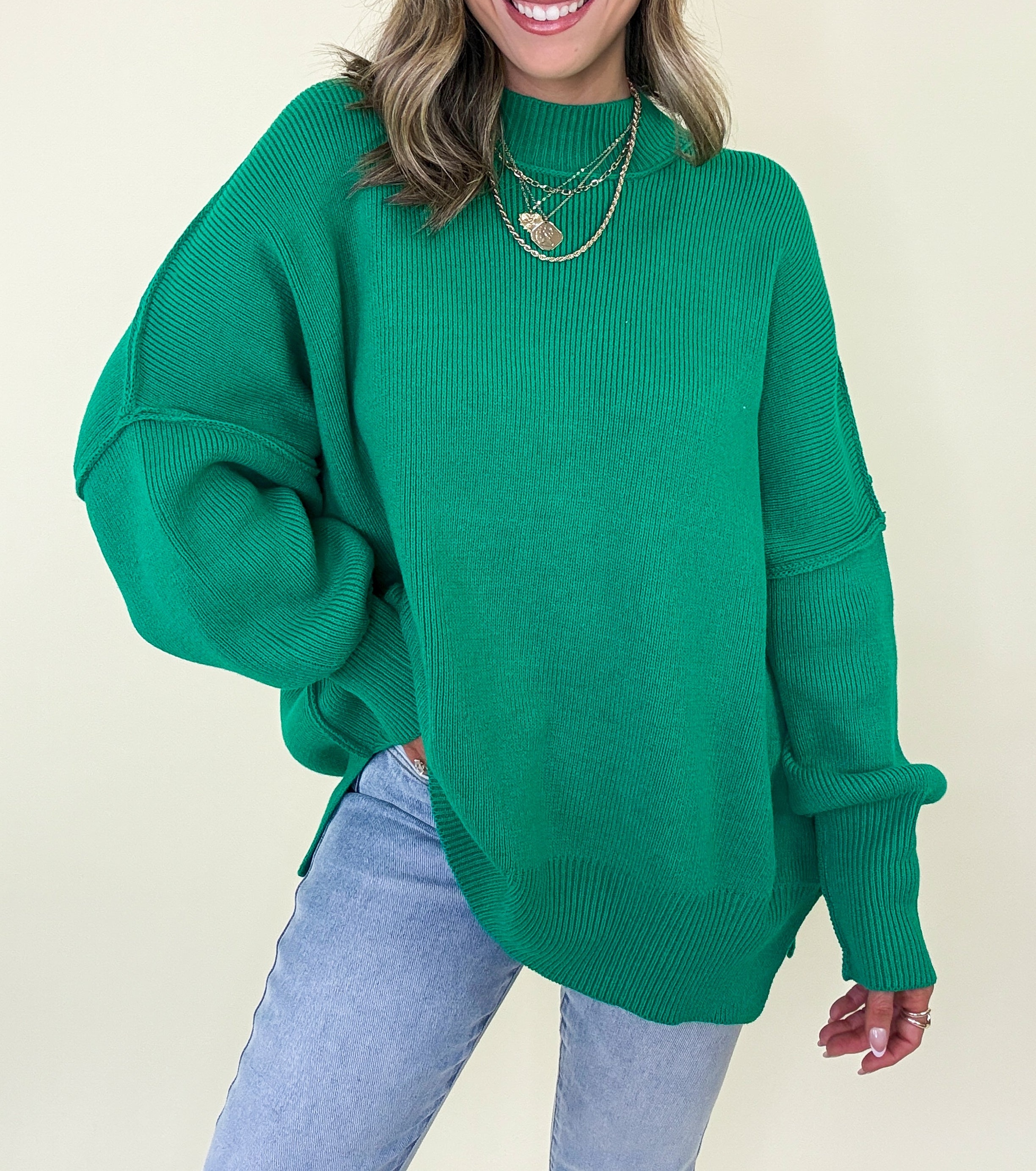 Simple Street Side Slit Oversized Sweater - BACK IN STOCK