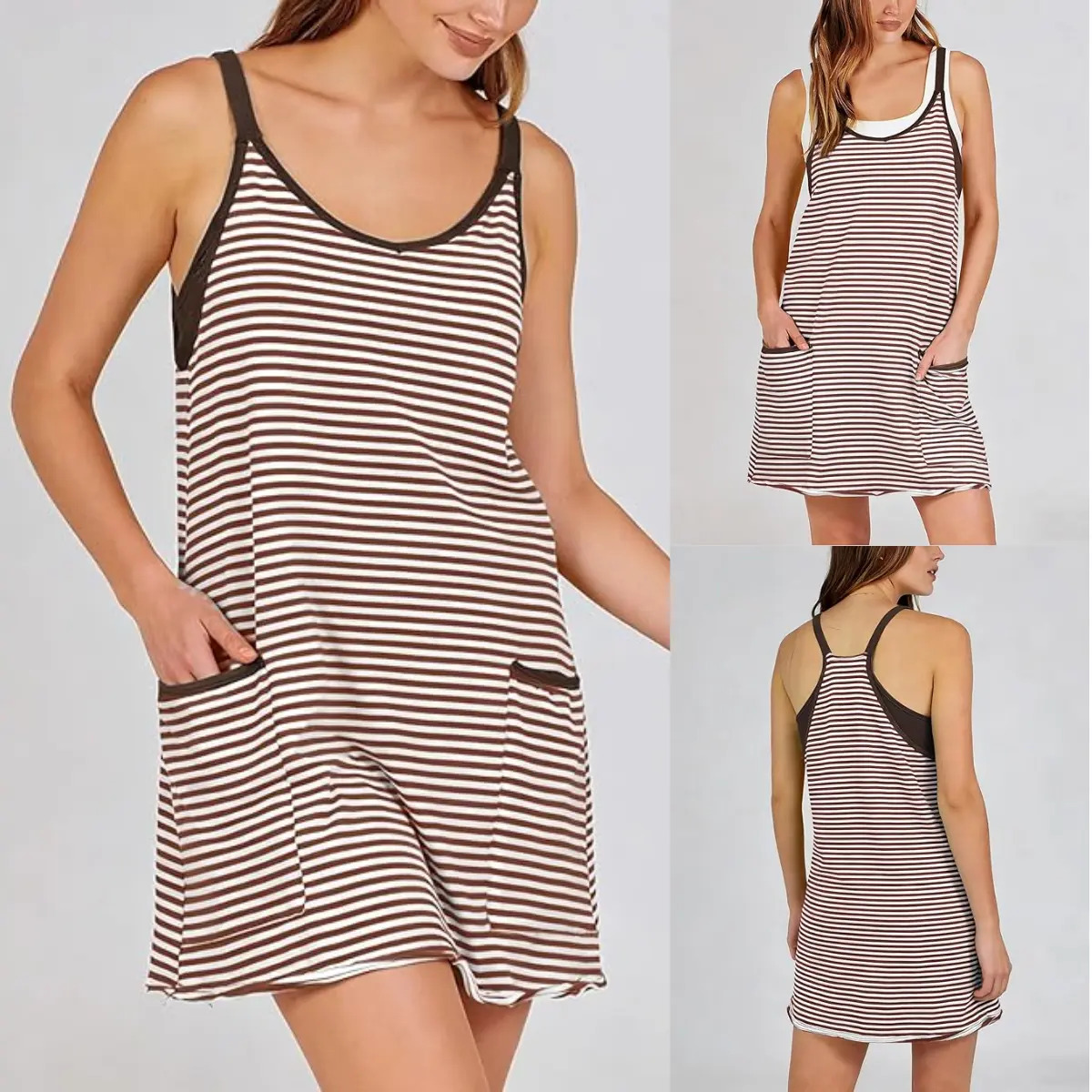 Women's Summer Sleeveless Striped Mini Dress