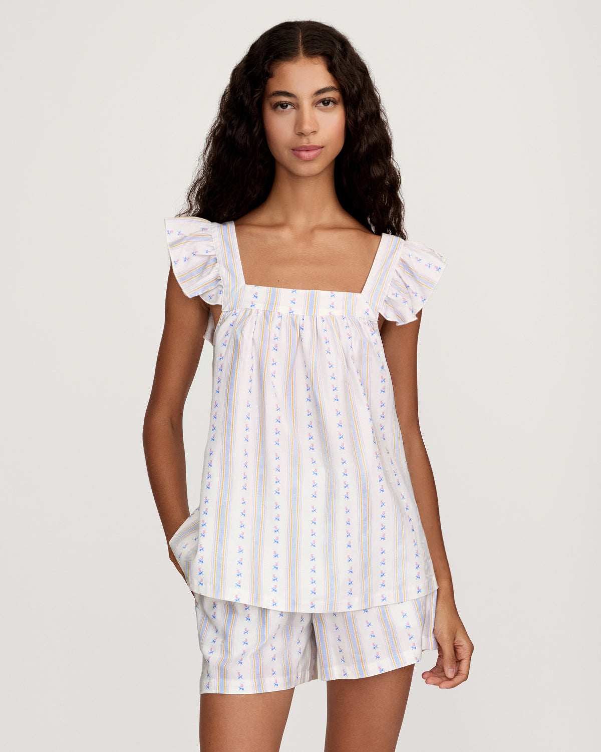 Women's Twill Clara Short Set in Cottage Stripe