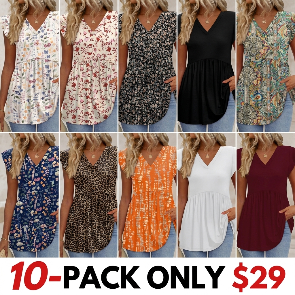 Womens Summer Tops 2026 Babydoll Shirts Ruffle Sleeve Spring Outfits Dressy Casual Blouses