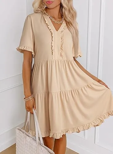 Casual V-Neck Mini Dress (Less than $3 each!)