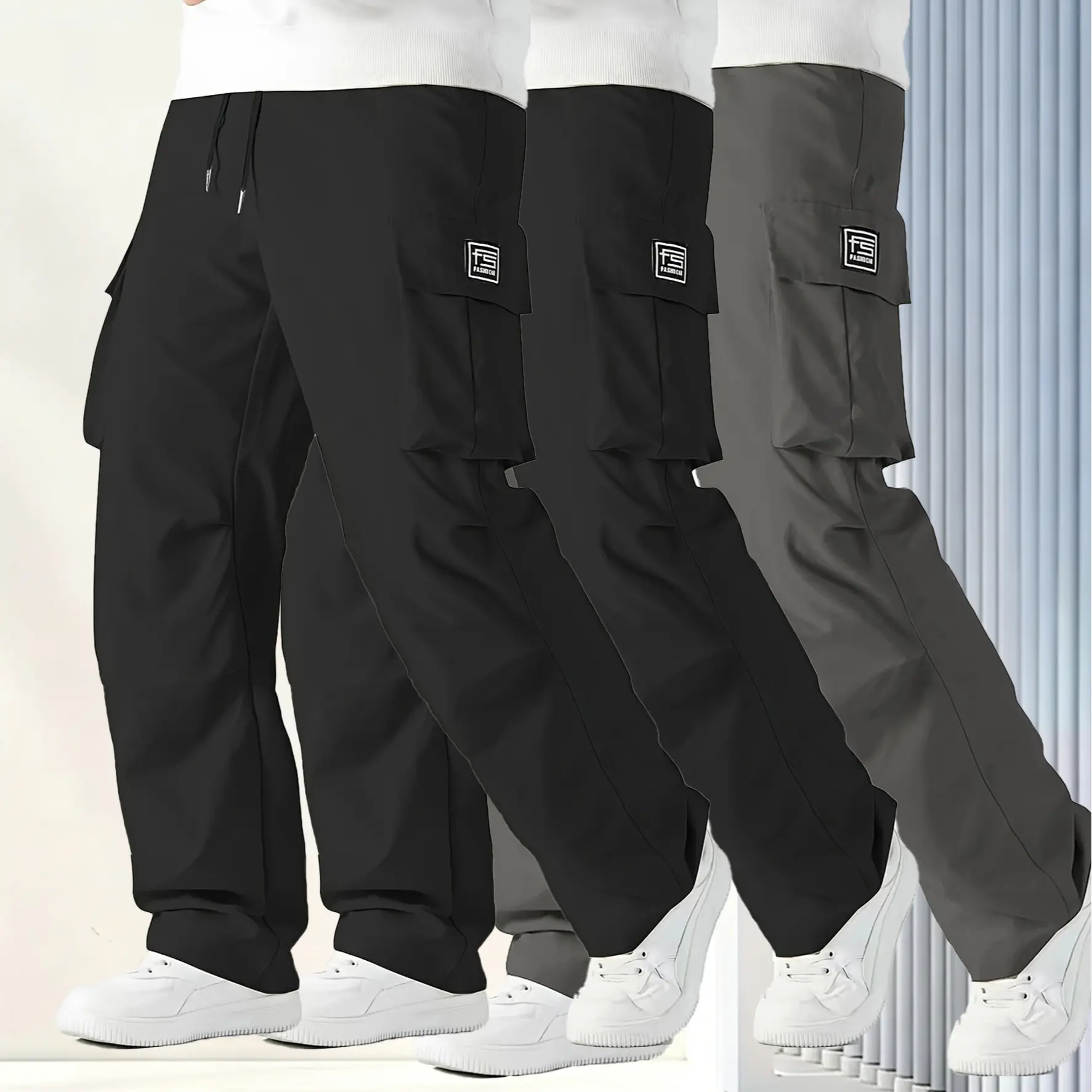 Men's Tactical Cargo Pants, Elastic Waistband & Multi-Pocket Design