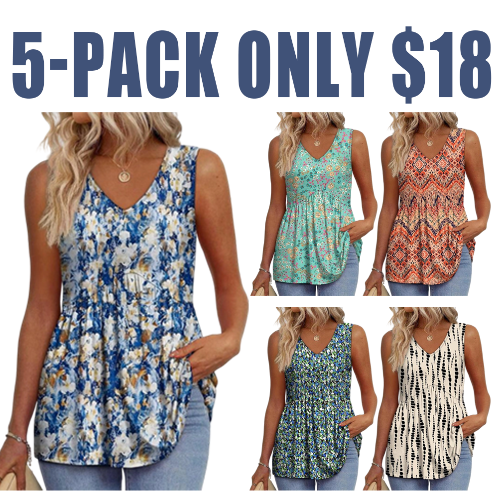 Women’s V-Neck Peplum Tank Top – Flowy, Sleeveless, Stretchy Summer Style