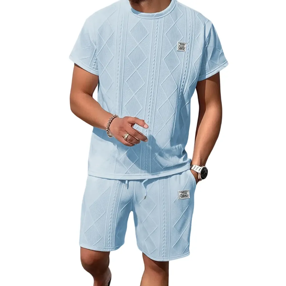 Men's Casual Sports Suit 2-Piece texture Set