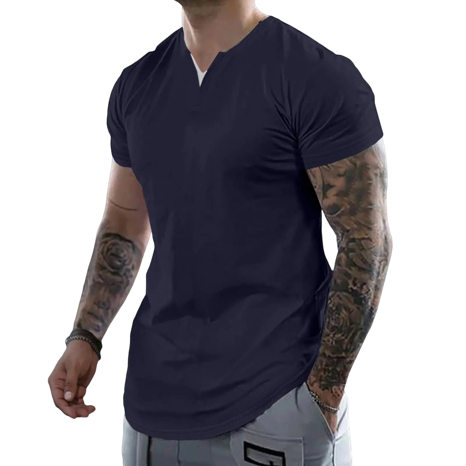 Men's Muscle Slim Fitted V-Neck T-Shirt Short Sleeve Soft Athletic Tee for Gym & Daily Wear
