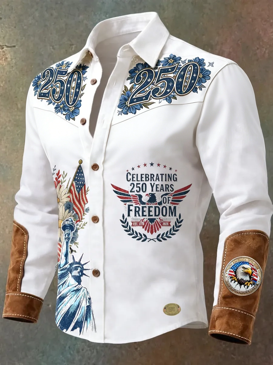 Men's Vintage American 250th Anniversary Distressed Western Shirt