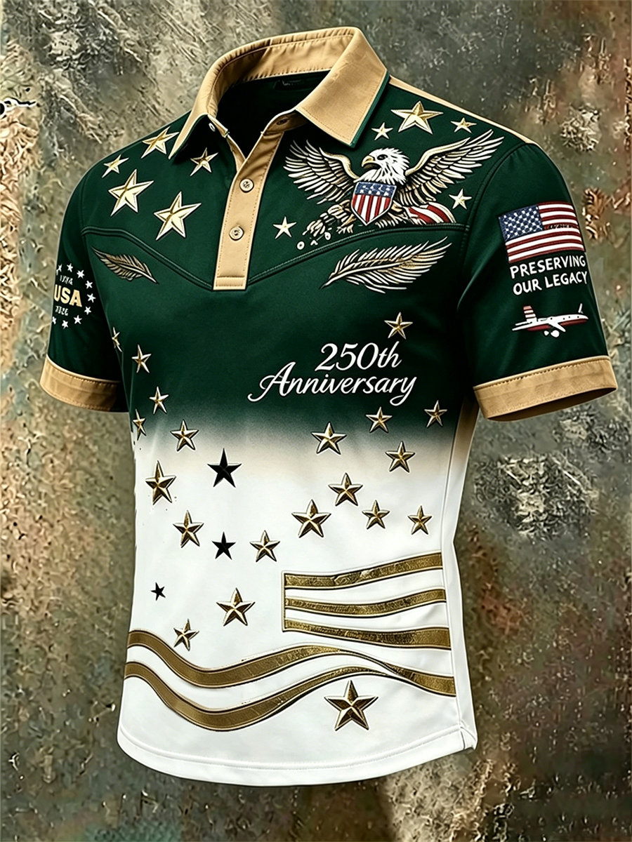 Men's 250th Anniversary USA Flag Eagle Polo Shirt
