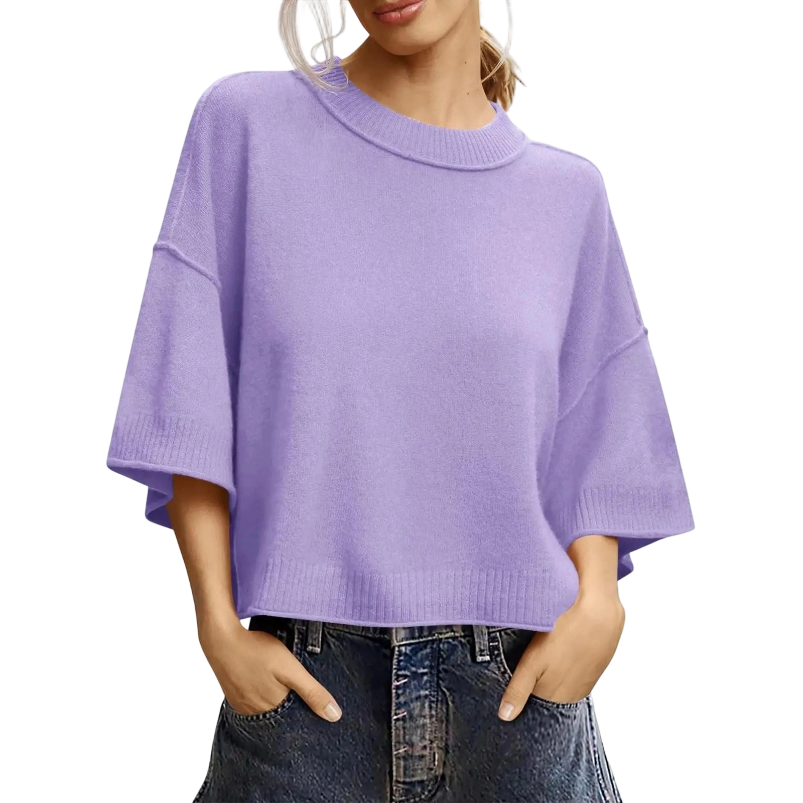 Womens Short Sleeve Sweater Summer Oversized Cropped Sweaters