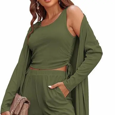 Women's Lightweight Sleepwear 3-Piece Set Sportswear