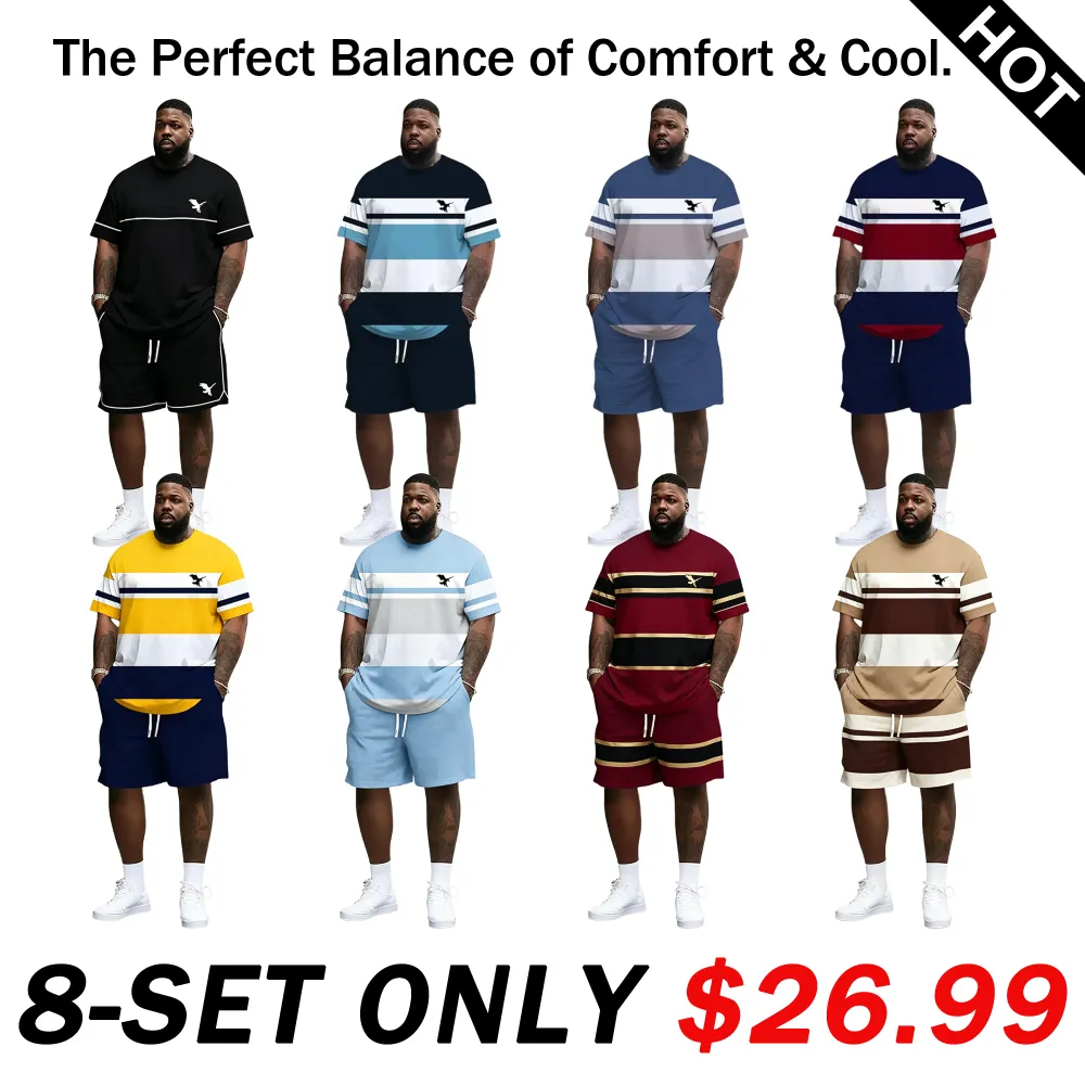 Men's Summer 2-Piece Set – Ultra-Breathable 3D Print Tee & Shorts, All-Day Comfort