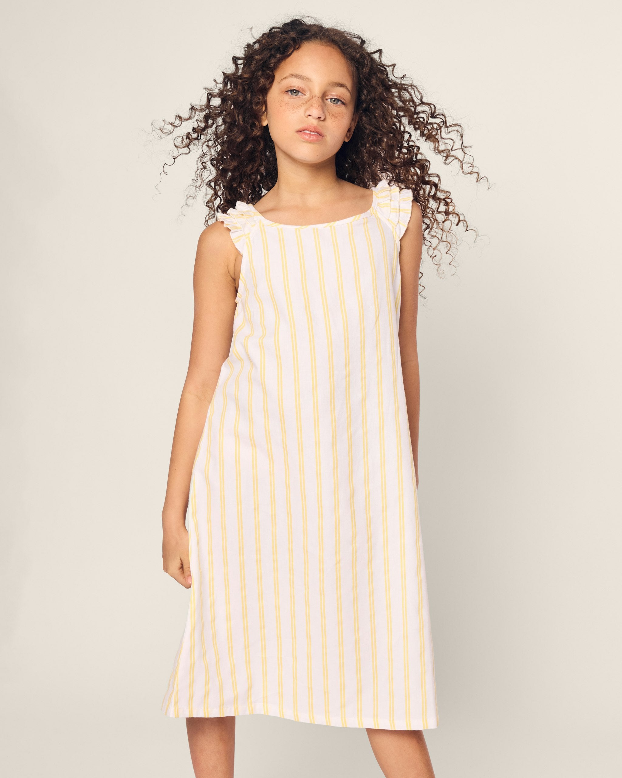Girl's Twill Amelie Nightgown in Sunny Stripe