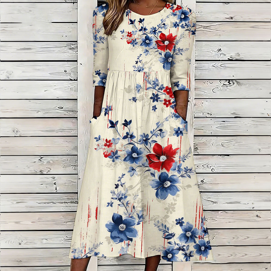 Women'S Retro American Independence Day 250Th Anniversary Printed Casual Dress