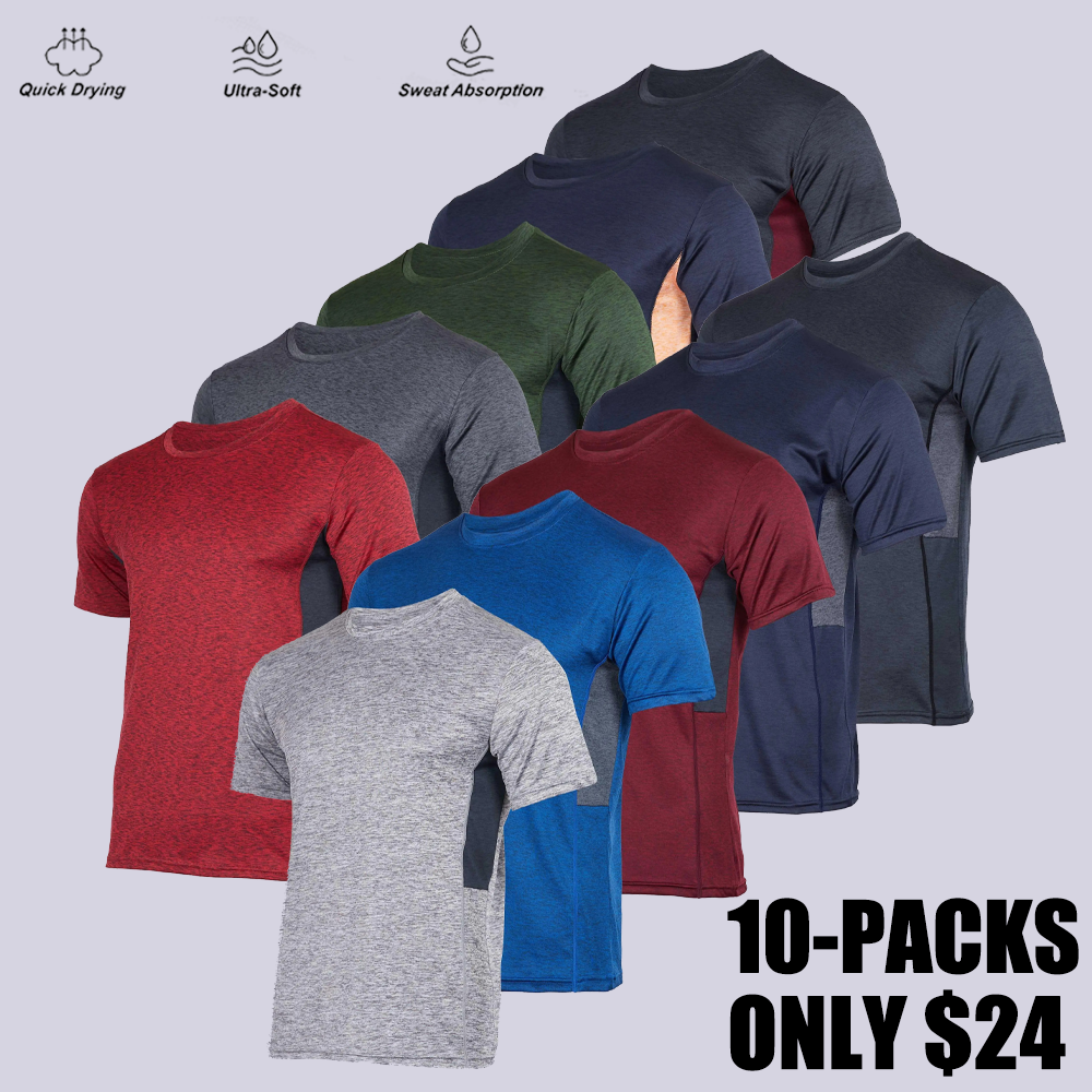 Men's Short Sleeve Dry Fit Active Crew Neck T Shirt