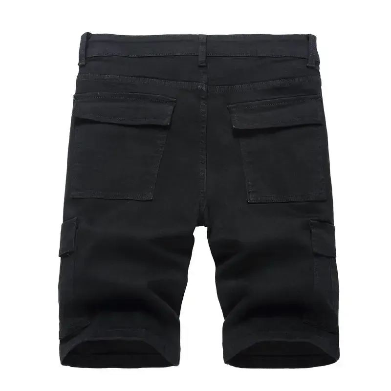 Men's Ripped Denim Shorts, Stretch, Distressed Street Style