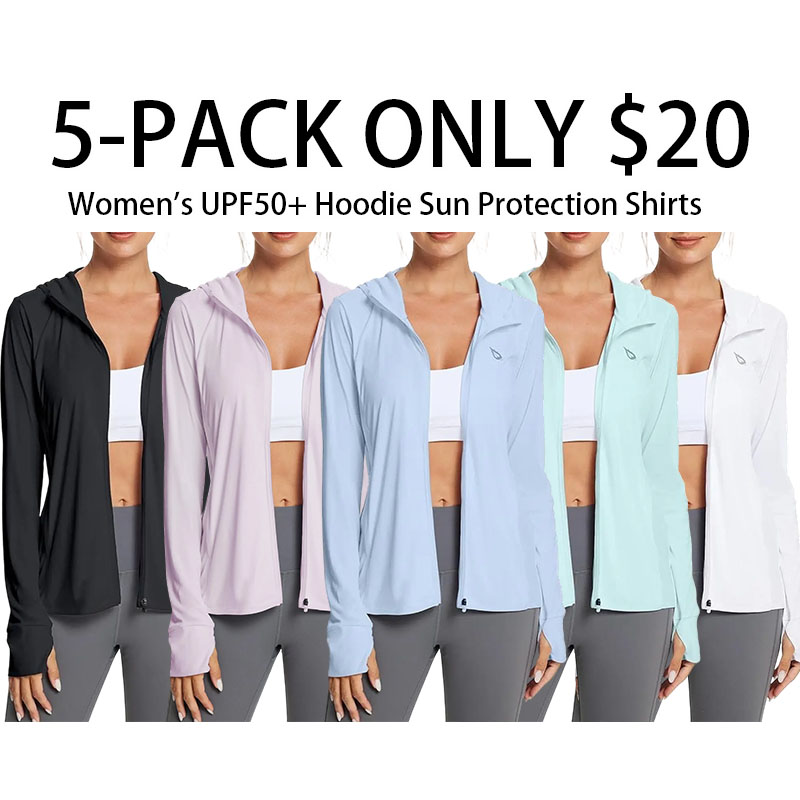 Women's UPF50+ Hoodie Sun Protection Shirts Lightweight Breathable SPF Jacket UV Summer Outdoor Hiking Gardening Fishing