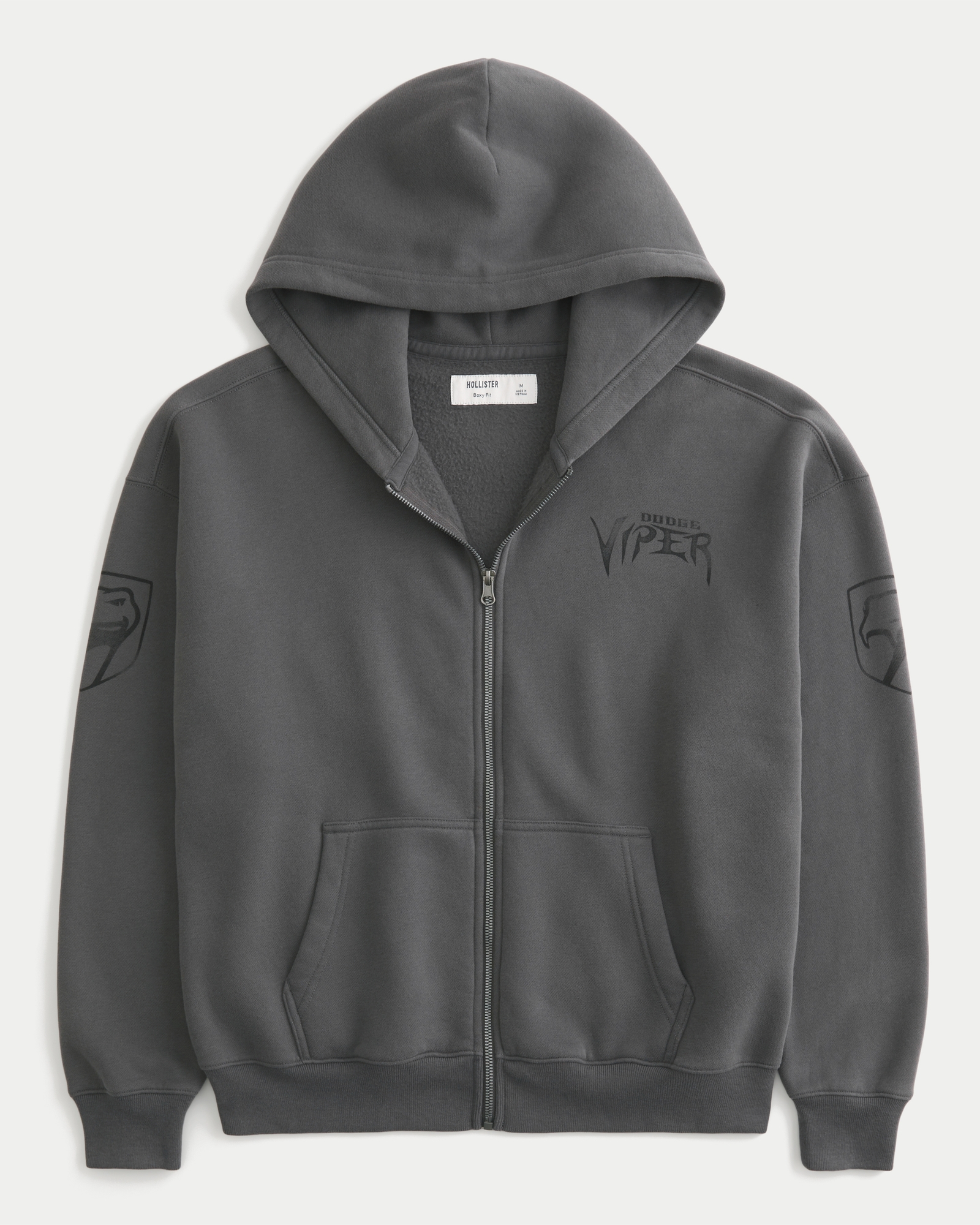 Boxy Dodge Demon Graphic Zip-Up Hoodie