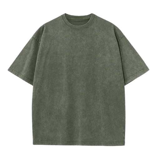 Retro Heavyweight Pure Cotton T-Shirt — Acid-Washed, Distressed, Loose-Fit Casual Top