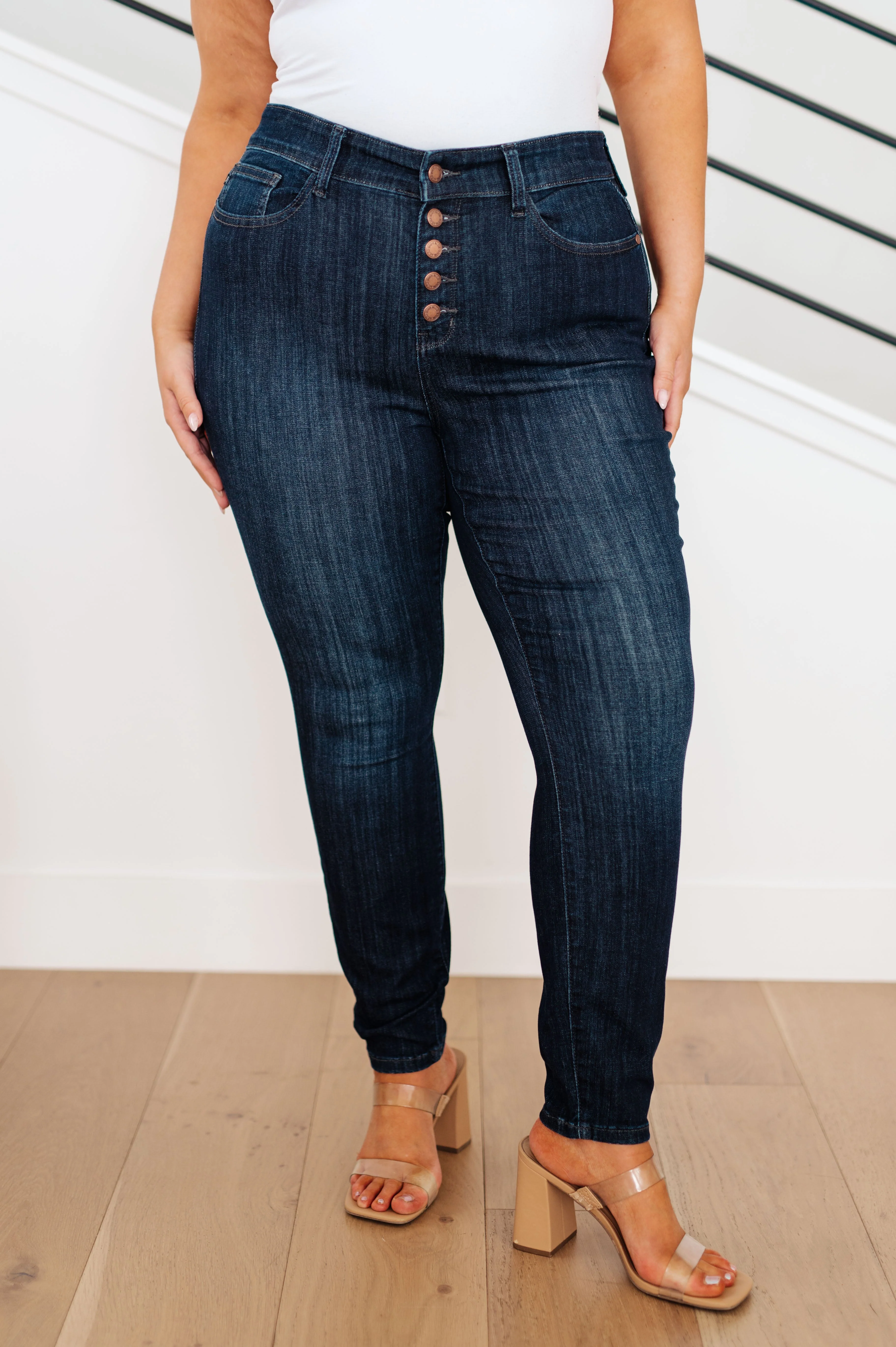 Blue Celecia High Waist Hand Sanded Resin Skinny Jeans