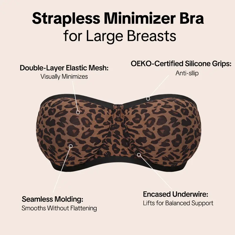 Women's 6-Pack Strapless Minimizer Bra – Convertible Bandeau Underwire Unlined for Large Bust