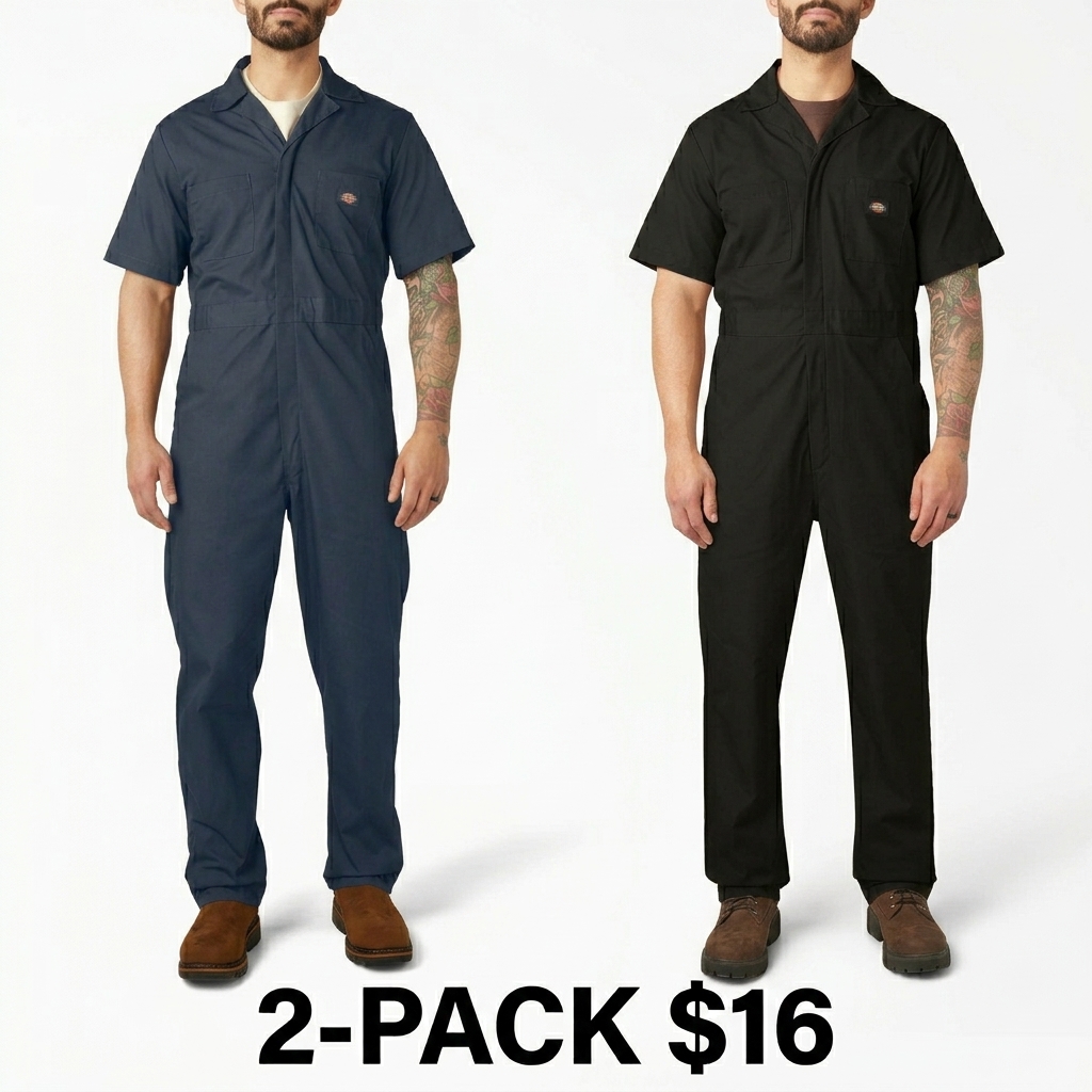 Men's Short Sleeve Coveralls – Lightweight Workwear with Elastic Waist & Wrinkle-Resistant Finish