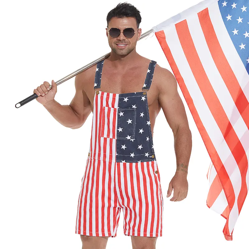 250th Anniversary Shorts 4th of July American Flag Overalls