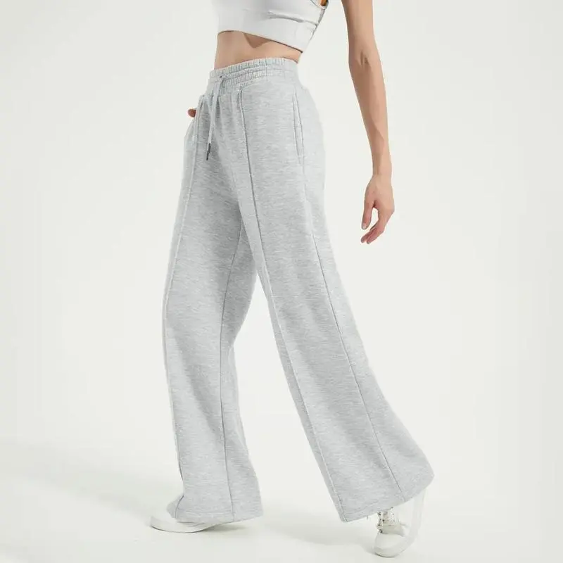 Women's Simple Design Straight Leg Drawstring Baggy Lounge Pants