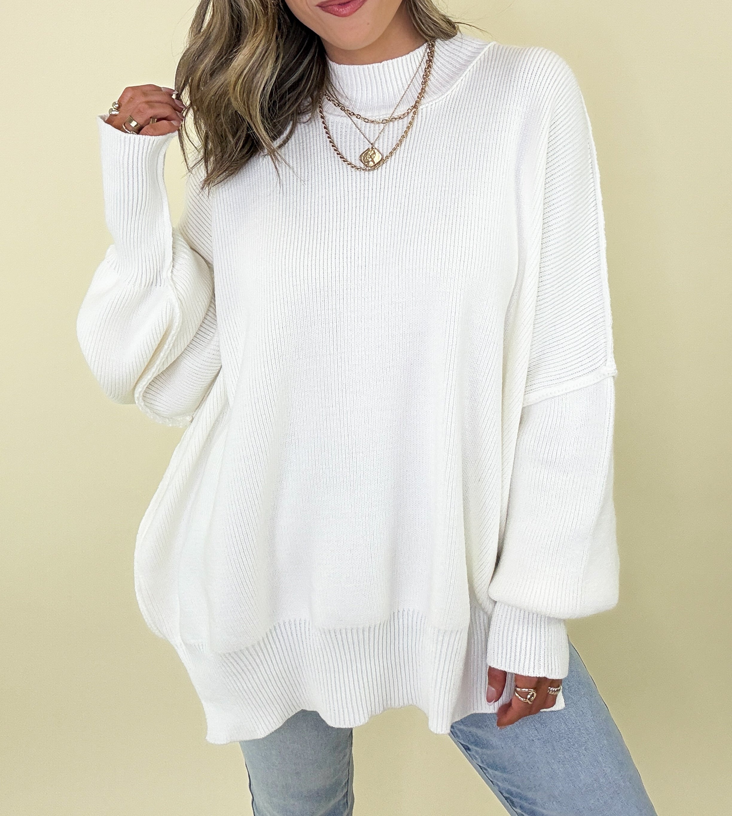 Simple Street Side Slit Oversized Sweater - BACK IN STOCK