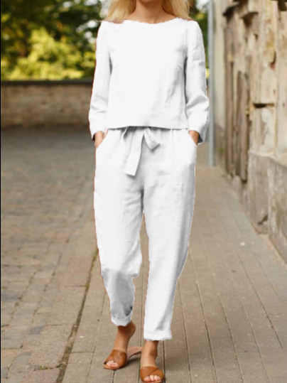 Women's Solid Color Fashion Leisure Suit Two-piece Set Suit