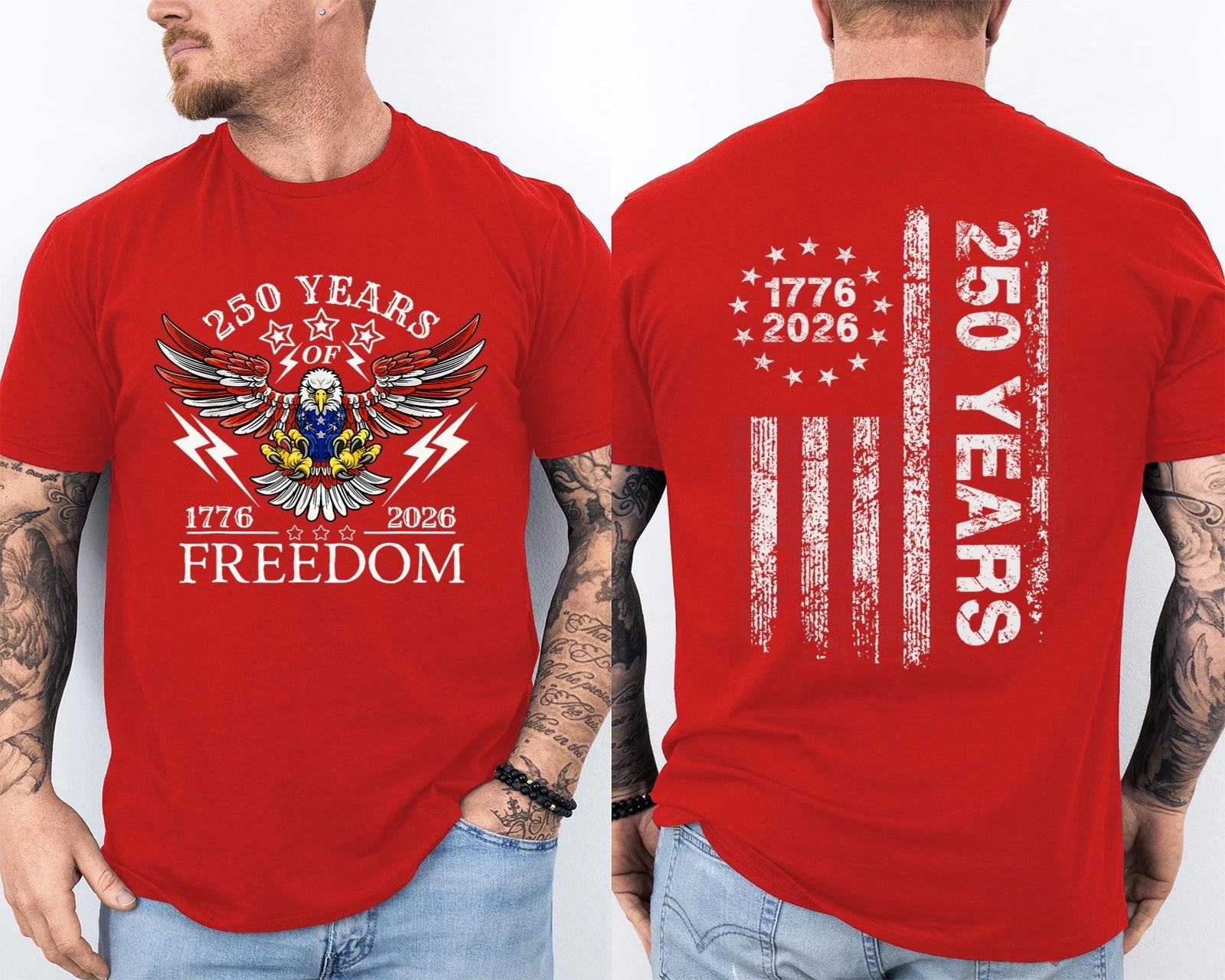 Men'S Casual American 1776-2026 Anniversary Printed Short Sleeved T-Shirt