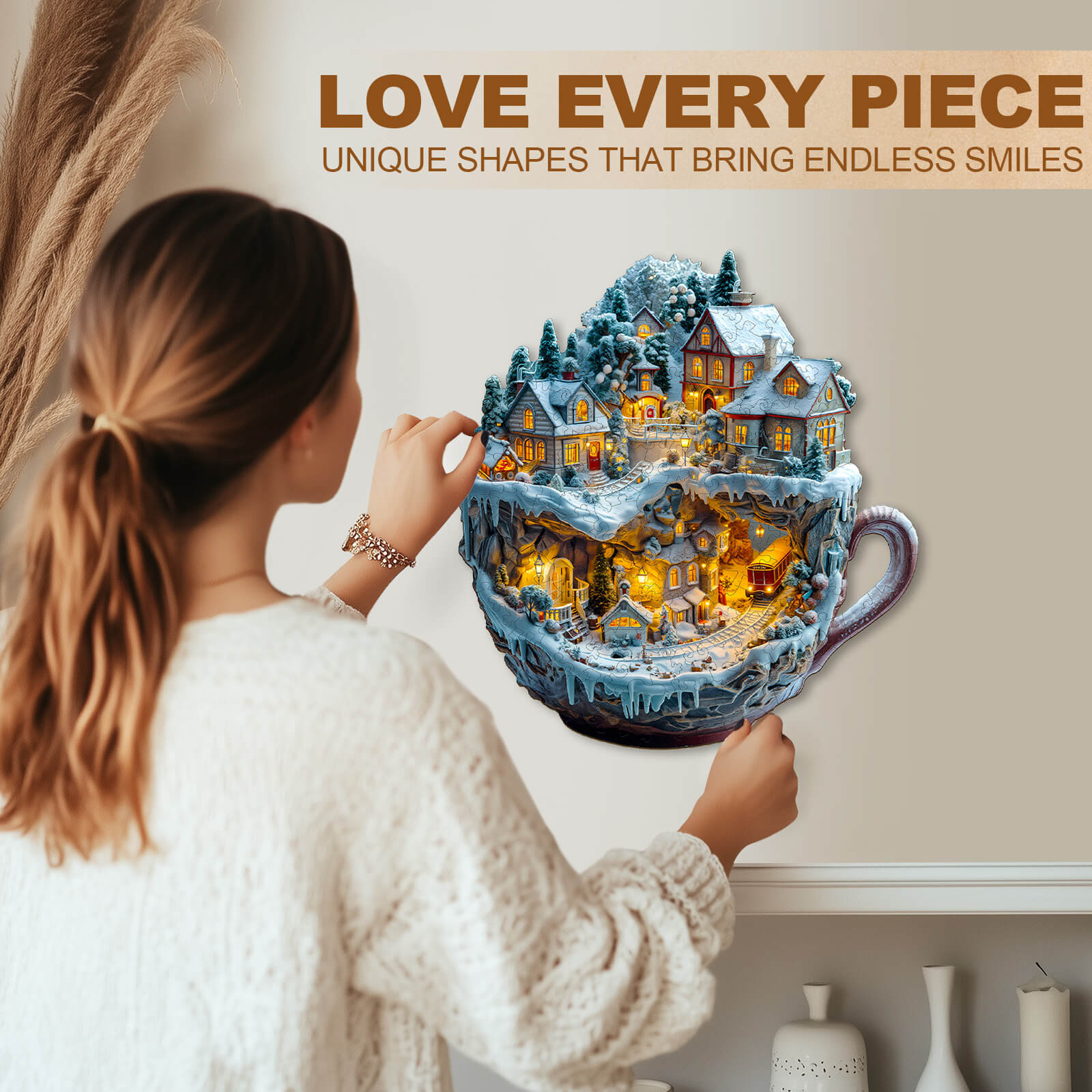 Train and Village Wooden Jigsaw Puzzle