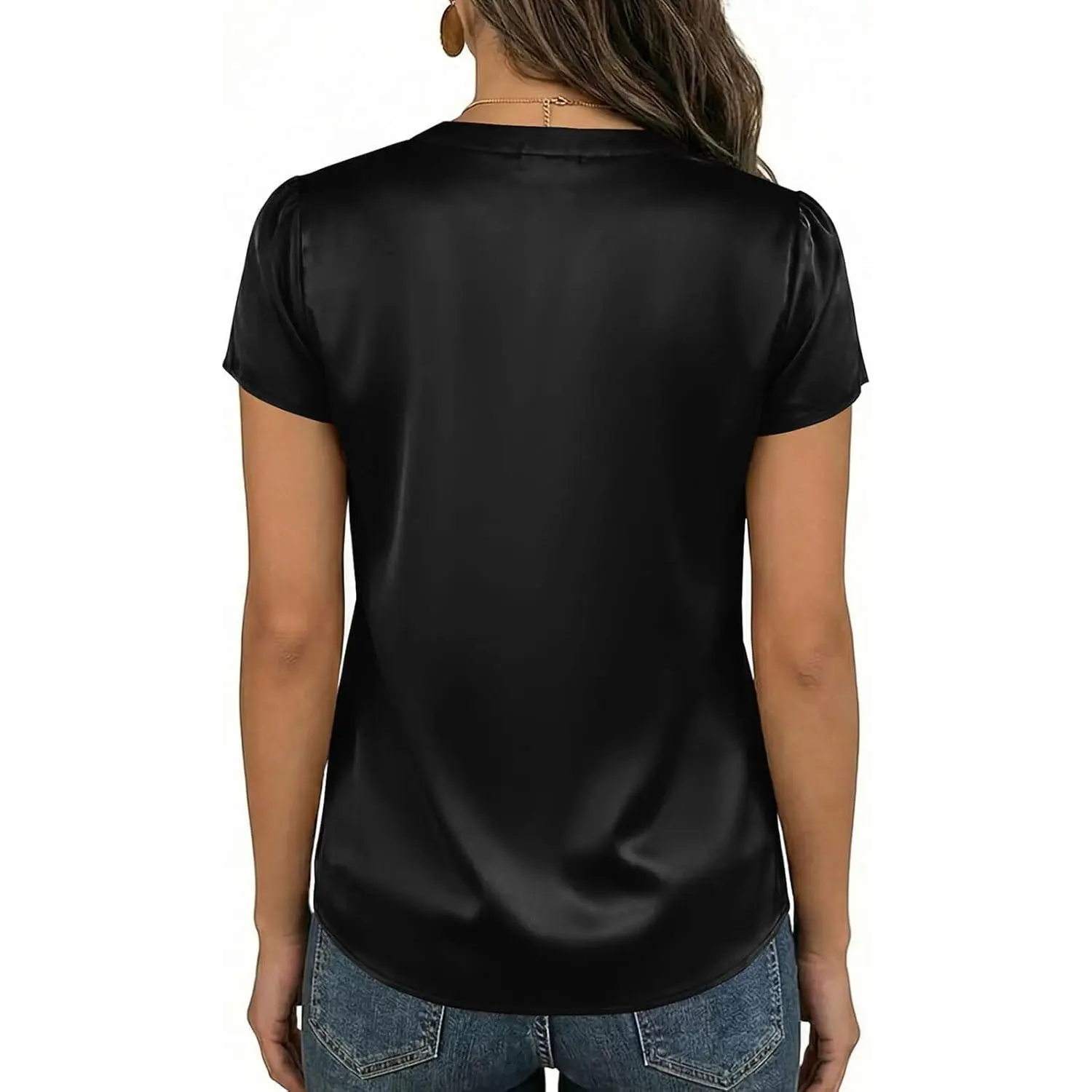 ✨ Silky Chic V-Neck Satin Blouse