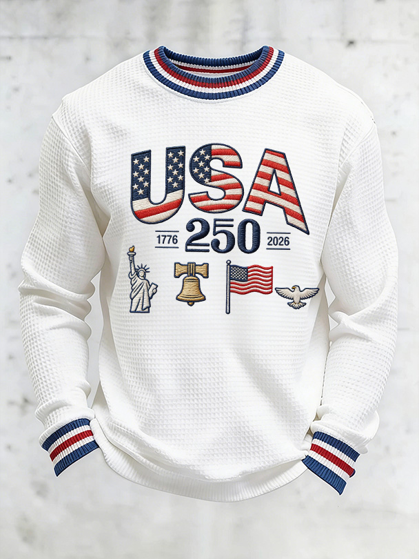 Unisex 250Th Anniversary Celebration Waffle Round Neck Long Sleeve T-Shirt