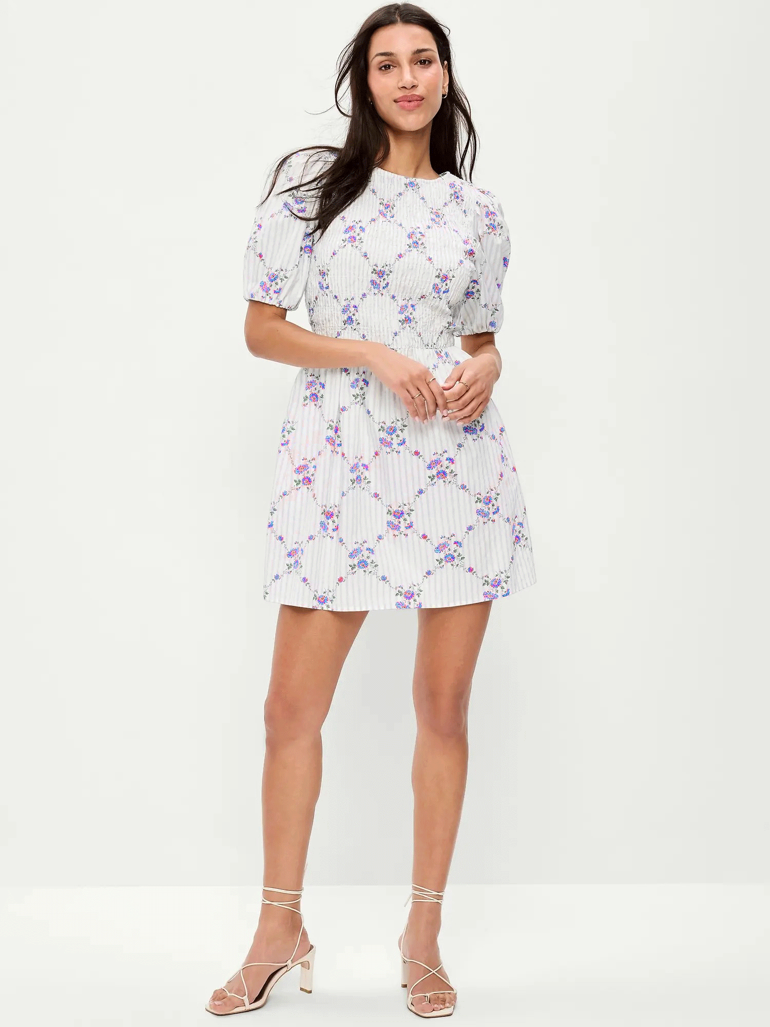 Women’s Smocked Puff Sleeve Flare Mini Dress – Casual Summer Fit