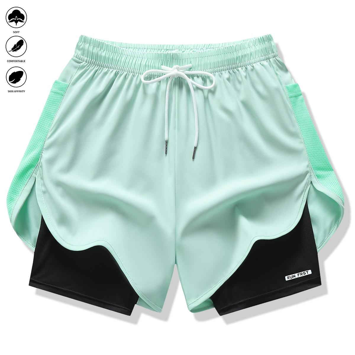 Women's Faux Two-Piece Athletic Shorts